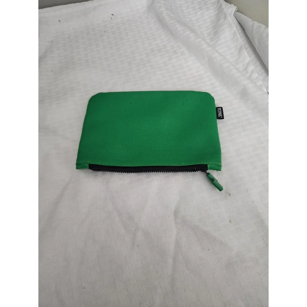 Ipsy x Tetris Makeup Bag Green Geometric Zipper Pouch Cosmetic Travel Case